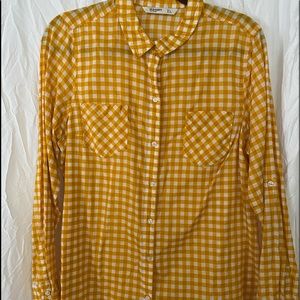 Old Navy Yellow and White Button Down Blouse‎